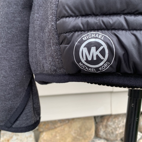 Michael MICHAEL KORS Mixed Media Quilted Jersey Knit Jacket - Black/Gray - Picture 5 of 16